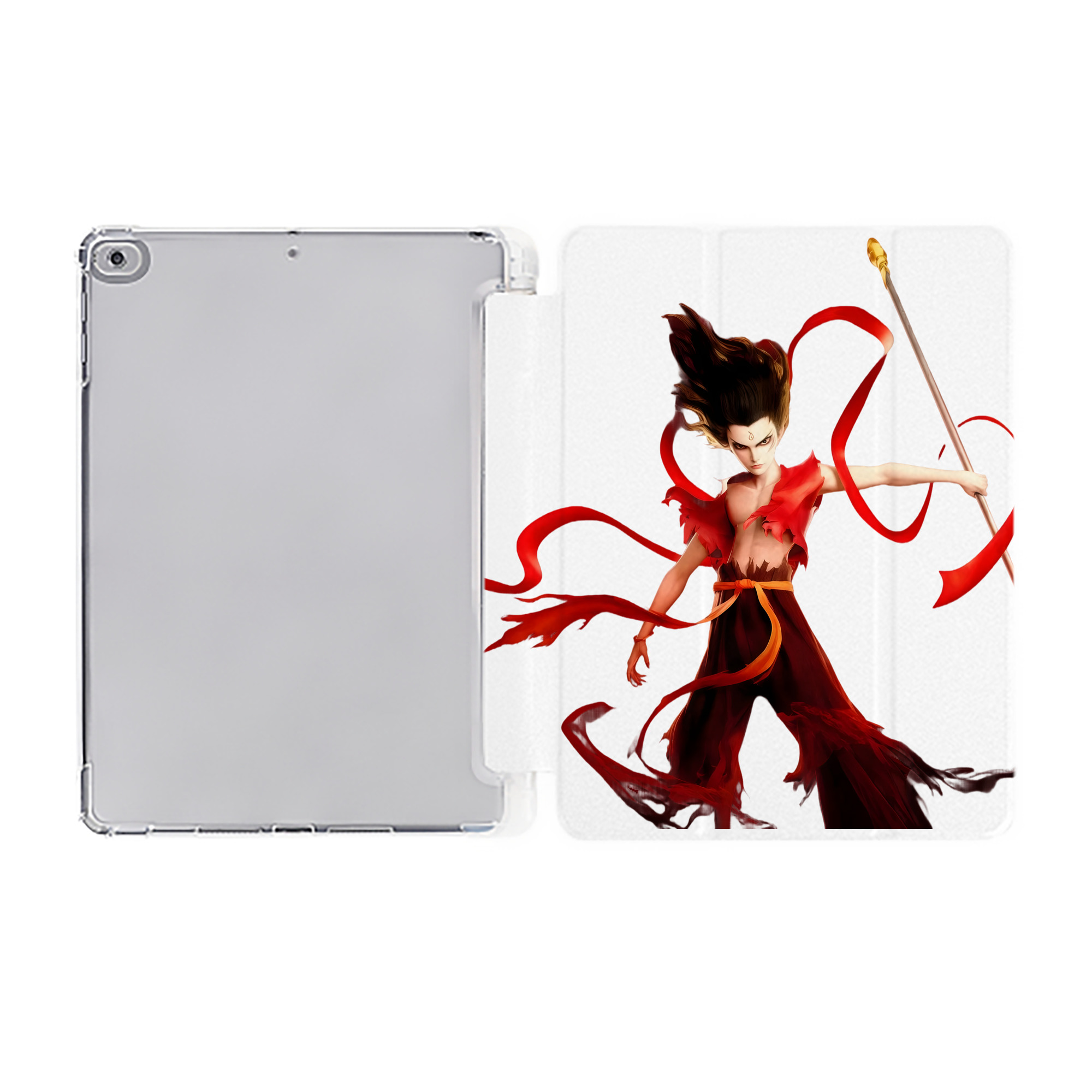 （画像用） Ne Zha 2 ナタ 魔童の大暴れ IPad ケース ペン収納付き 三つ折りスタンド PUレザー×シリコン 対応機種9.5/10.5/10.9インチ